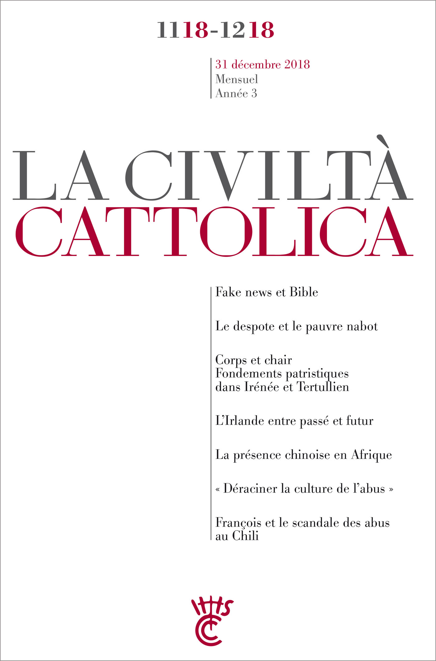 LA CIVILTA CATTOLICA - NOV.-DEC. 2018